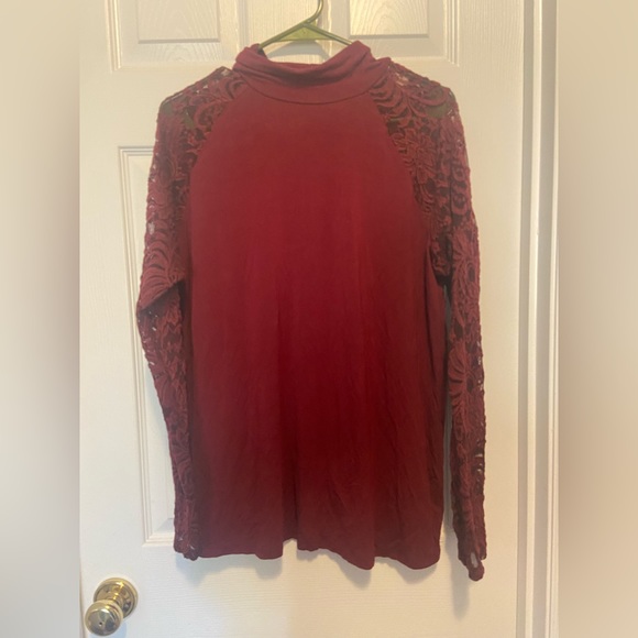 Torrid Super Soft Knits Wine Colored Lace Sleeve Top - Picture 1 of 2